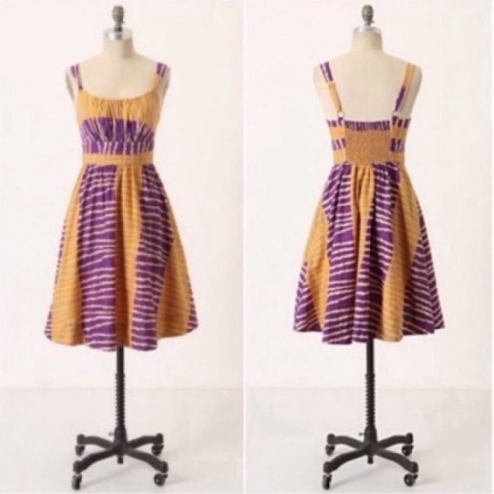 Purple and yellow zebra print sundress from Anthropologie